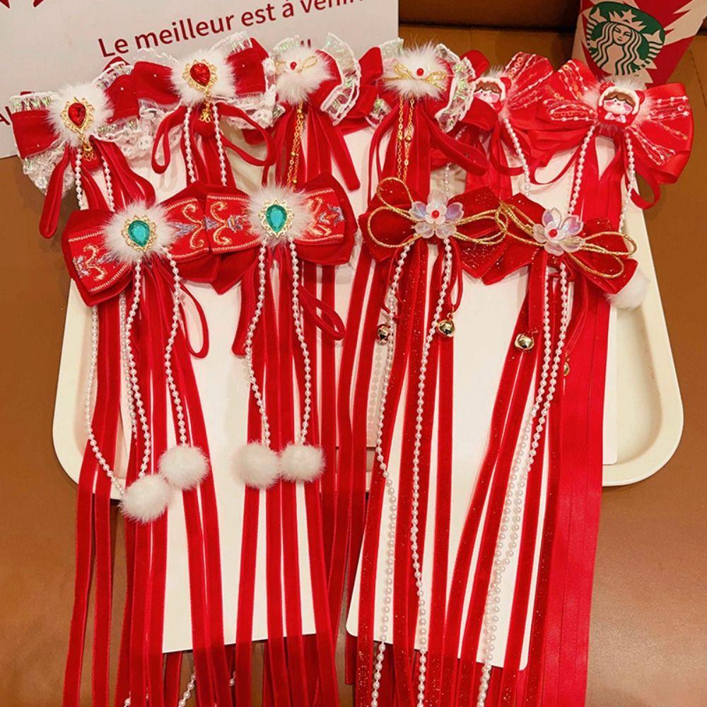 Princess New Year Bow Hairpins Ancient Style Girls Hanfu Headwear  Hair Accessories