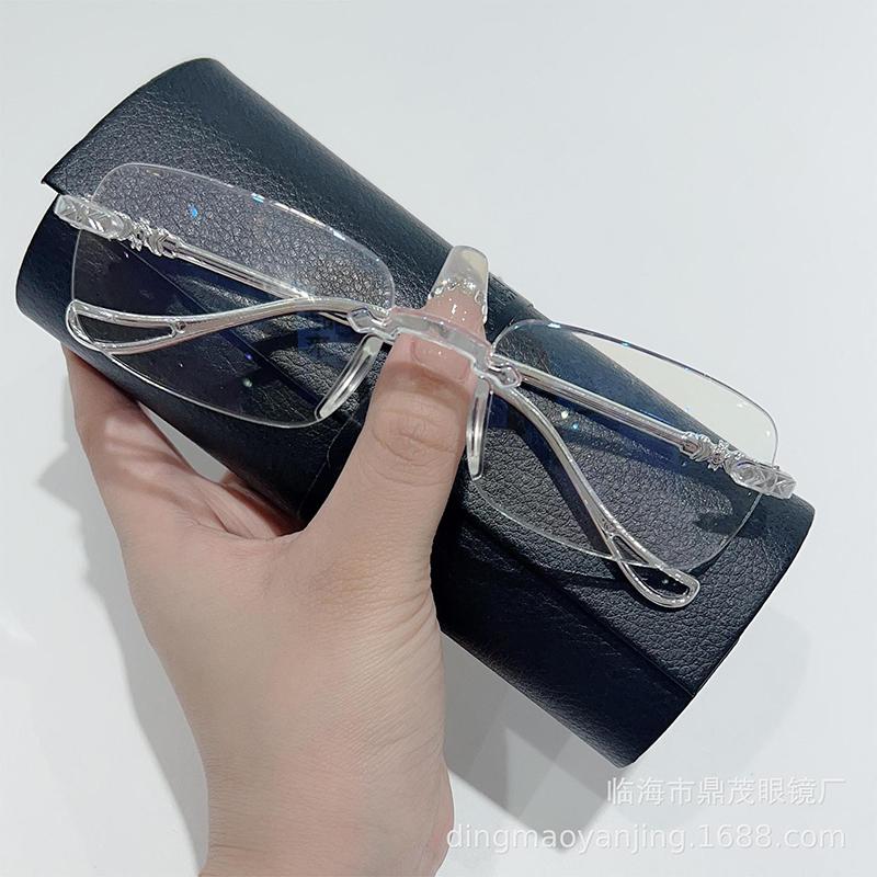 Fashion Frameless Glasses Women Rimless Anti Blue Light Eyeglasses Men Women Elegant Comfortable Eyeglasses