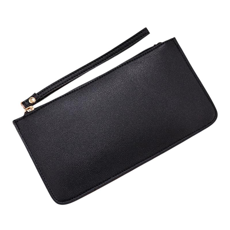 Simple Soft Pu Leather Long Wallets Large Capacity Solid Color Card Holder Coin Purse Women Girls