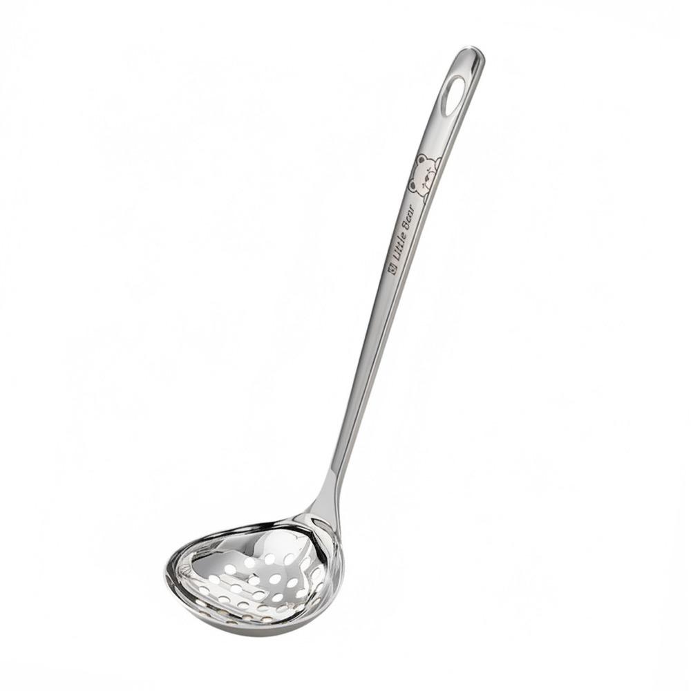 316 Edelstahl Löffel mit langem Stiel Suppenlöffel Hitzebeständig Große Kapazität Schlitzlöffel Silber Leicht zu reinigen