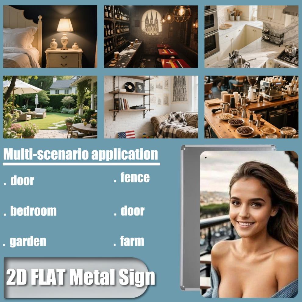 Vintage Metal Wall Art Large Retro Female Face & European Balcony Iron Sign 8x12 Inch - Easy Install for Yard Housewarming Party