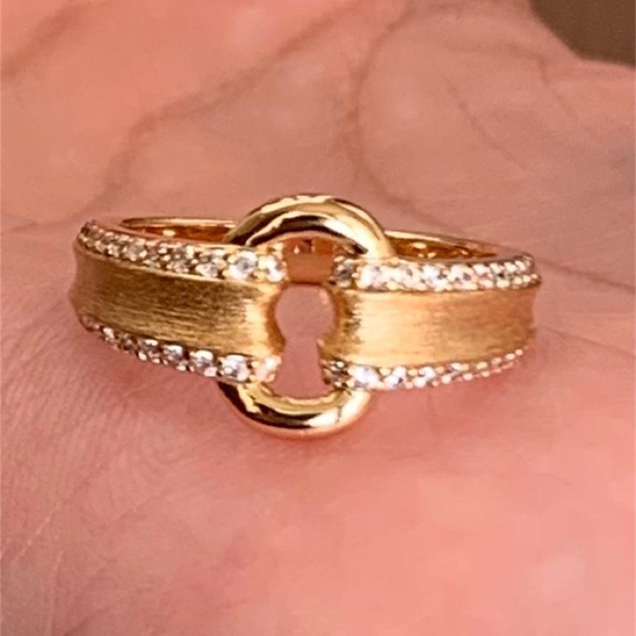 Li Luo Vintage Gold Gebürsteter 925 Sterling Silber Verstellbarer Damenring