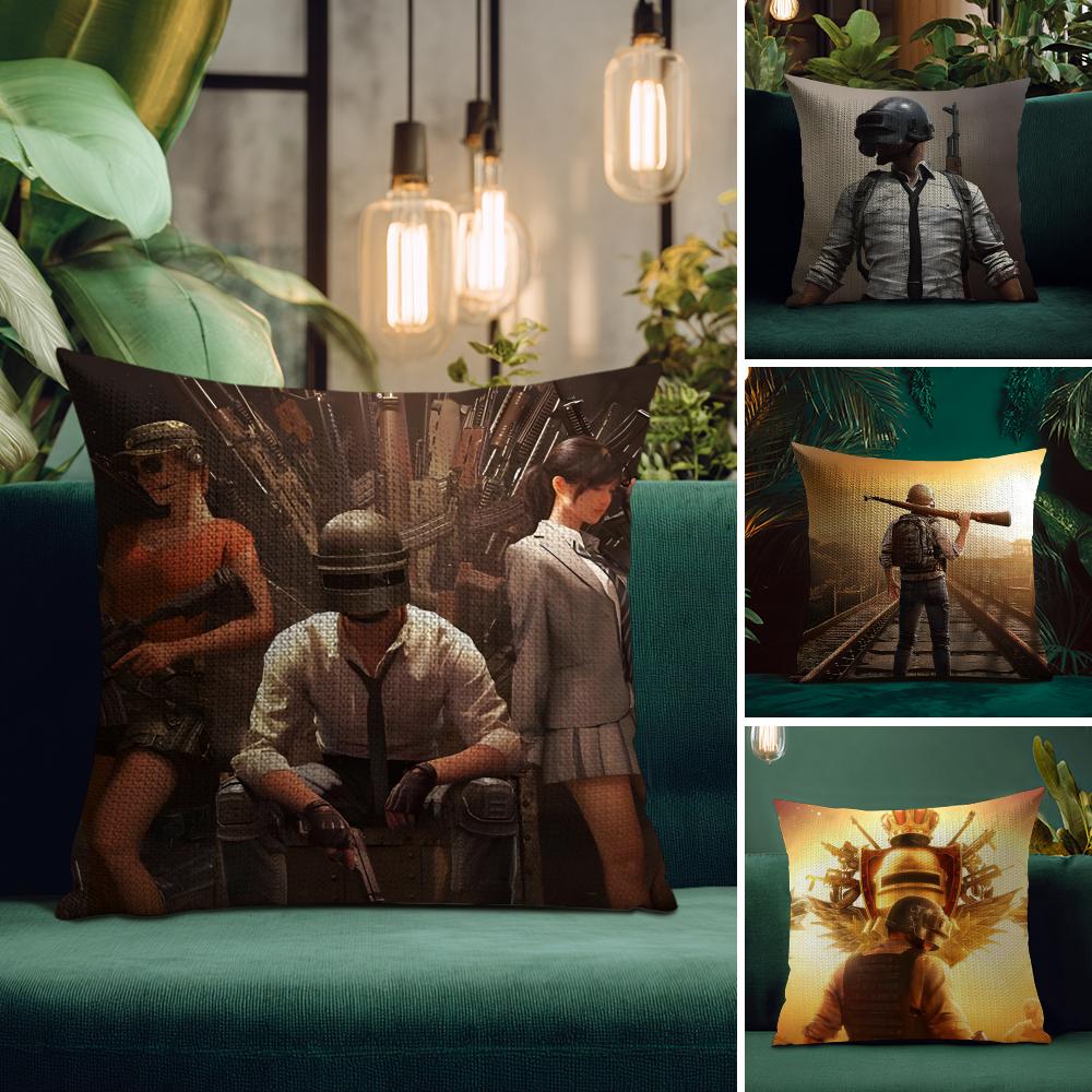 PPUBG Game Cushion Cover Natural Linen Pillow Case DoubleSided Print Decorative Sofa Pillowcase Home Decor Gift