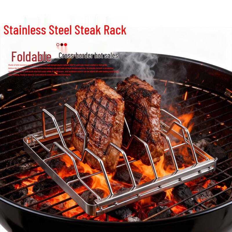 ZISIZ Portable Stainless Steel BBQ Rib Rack