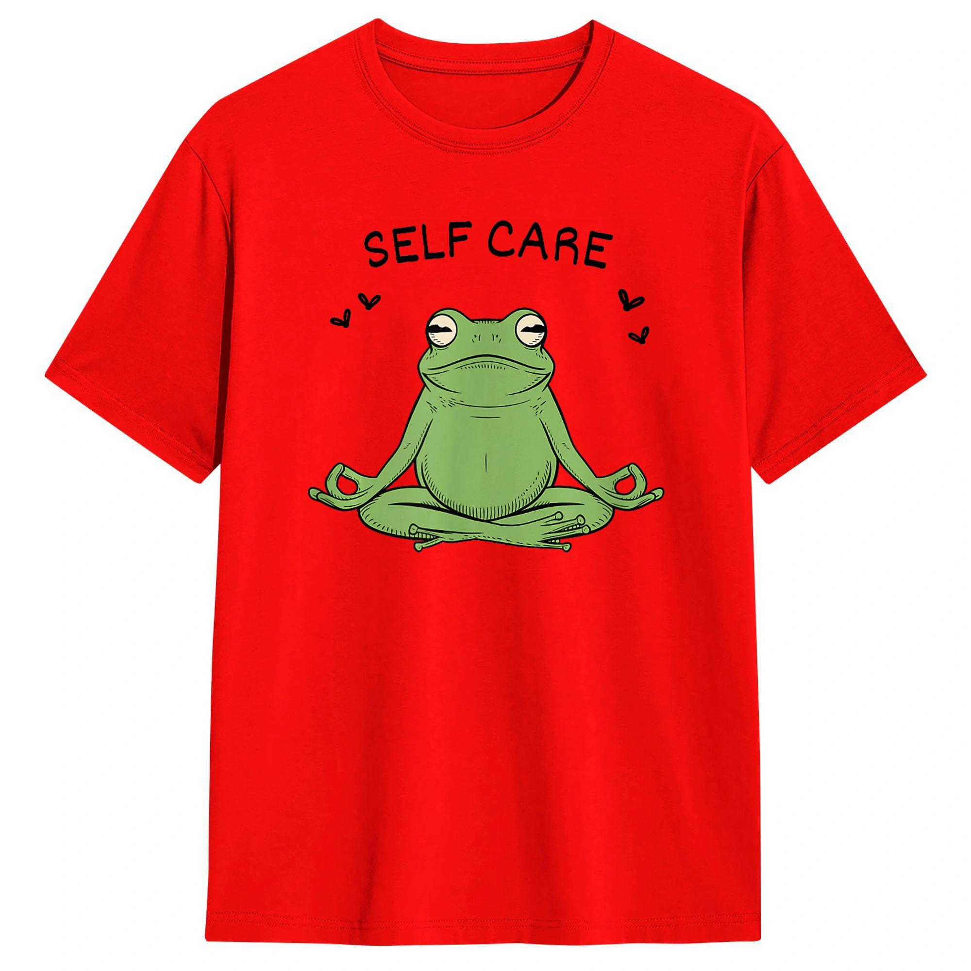 Streetwear T Shirt Funny Frog Animal Yoga Frog Sport Self Care Positive TShirts  Tee Shirt for Unisex Short Sleeve Clothing S
