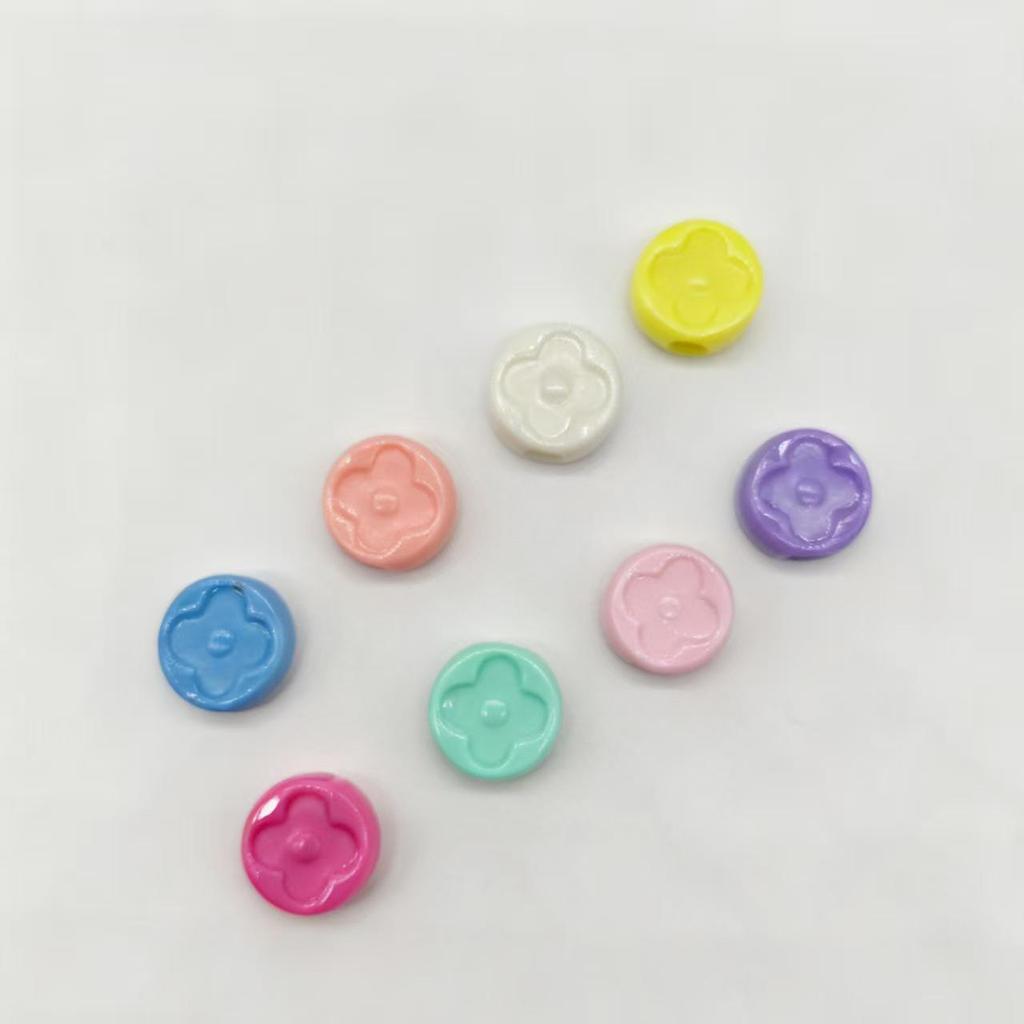 Acrylic Four-Leaf Clover Macaron Beads for DIY Clothing, Shoelaces, and Phone Chains