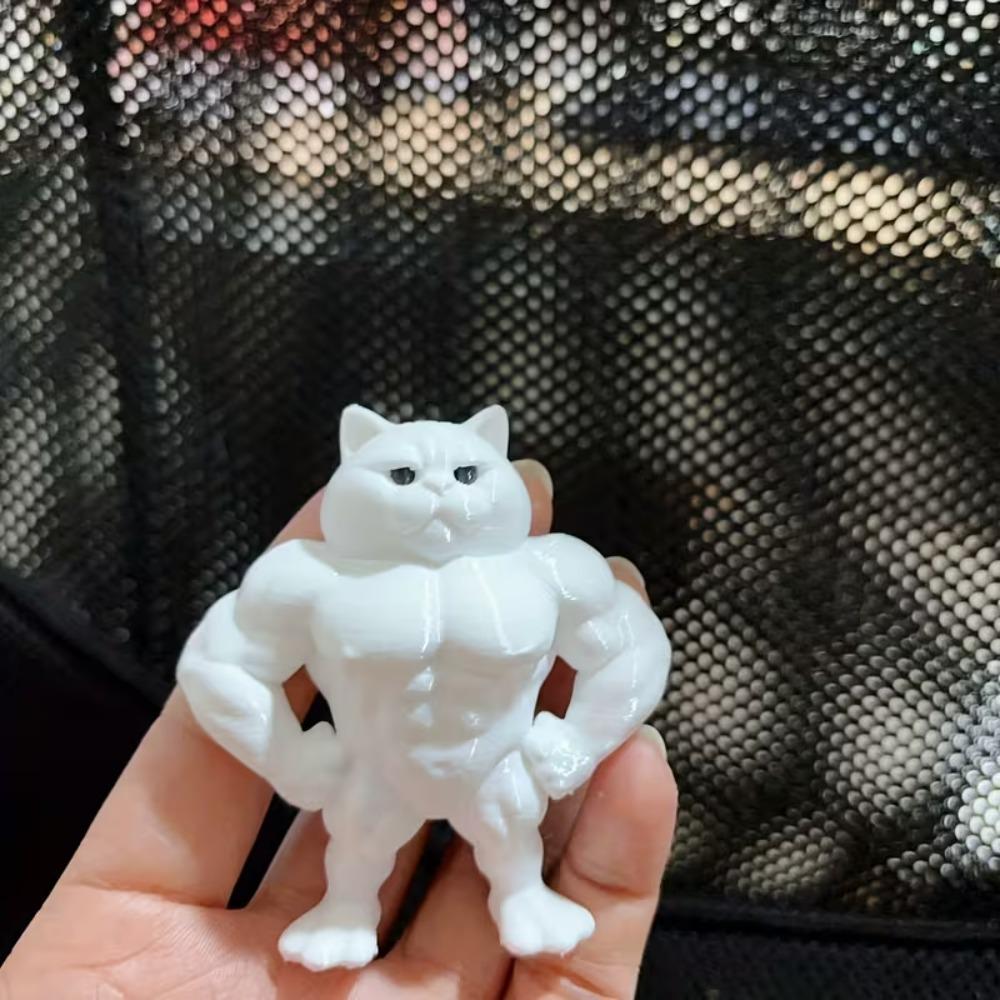 3D Printing Fun Muscle Cat Decorative Statues - Cute and Playful Muscle Cat Decorations for Cat Lovers and Fitness Enthusiasts