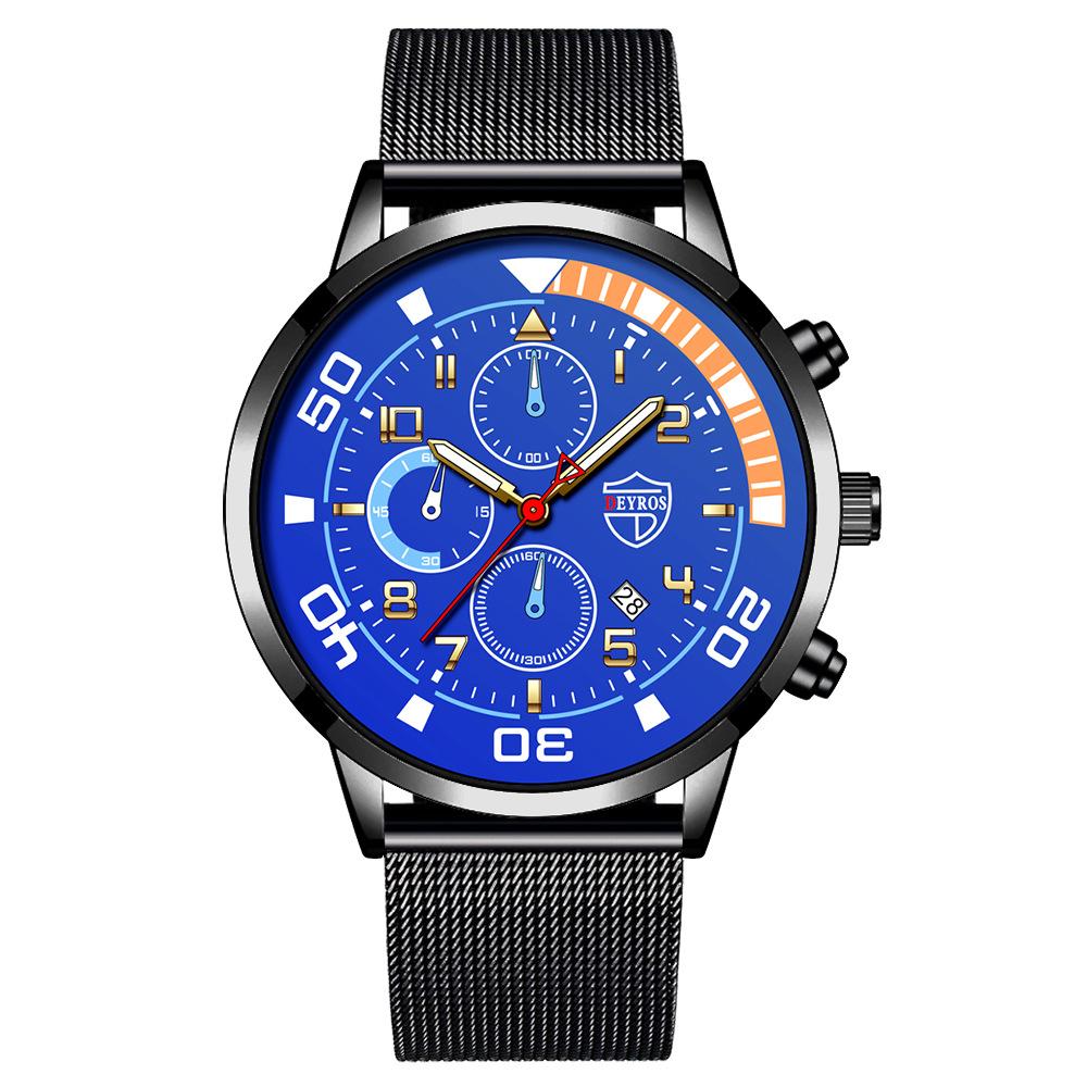 Stainless Steel Milan Mesh Strap Watch Men'S Fashion Luminous Calendar Quartz Watch