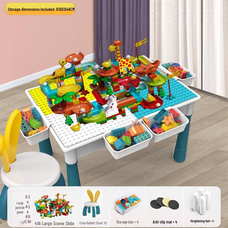 Large Particle Multifunctional Building Blocks Table for Early Education Games