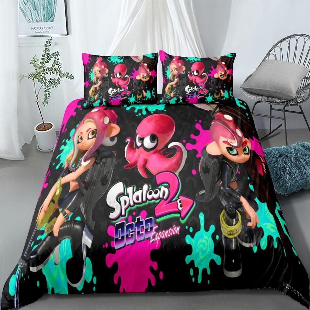 Cute Splatoon3 Cartoon Bedding Sets Exquisite Bed Supplies Set Duvet Cover Bed Comforter Set Bedding Set Luxury Birthday Gift