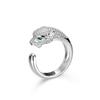 New Full Diamond Leopard Head Open Ring for Women, Light Luxury, Exquisite and Personalized, Non Fading Food Ring