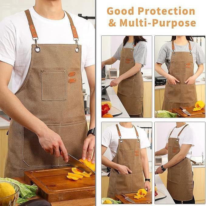 Thickened Custom Cotton Apron: Dirt-Resistant, Waterproof & Oil-Proof Kitchen Canvas