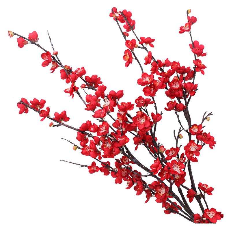 Artificial Plum Blossom Branch Decor - Winter Peach & Dried Flower Bouquet for Living Room, Chinese Home Decoration