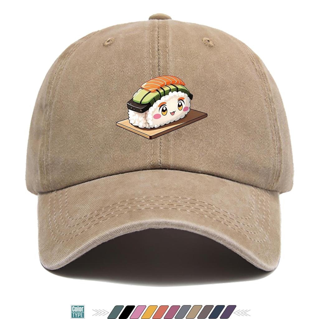Pc Sushi Print Trucker Hat QuickDry Breathable SushiThemed Cap with Sushi Roll Unisex Adjustable Buckle Closure for Outdoo