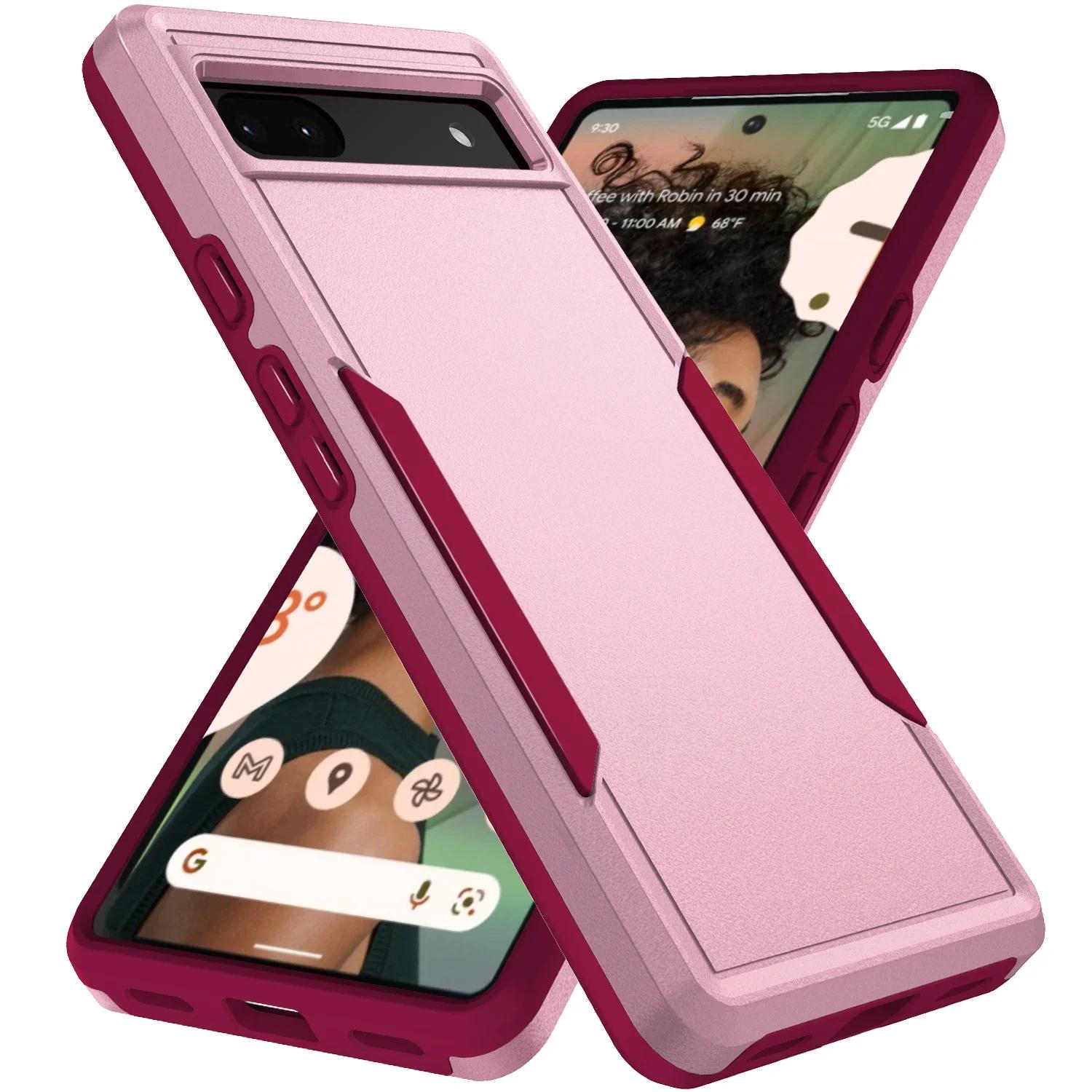 

Hybrid Heavy Duty Armor Case для Google Pixel 9 9 Pro 8 8A 6A 7A 7 Pro Otter Case Box Протиударний військовий жорсткий повний захисний чохол for Pixel 8A рожевий
