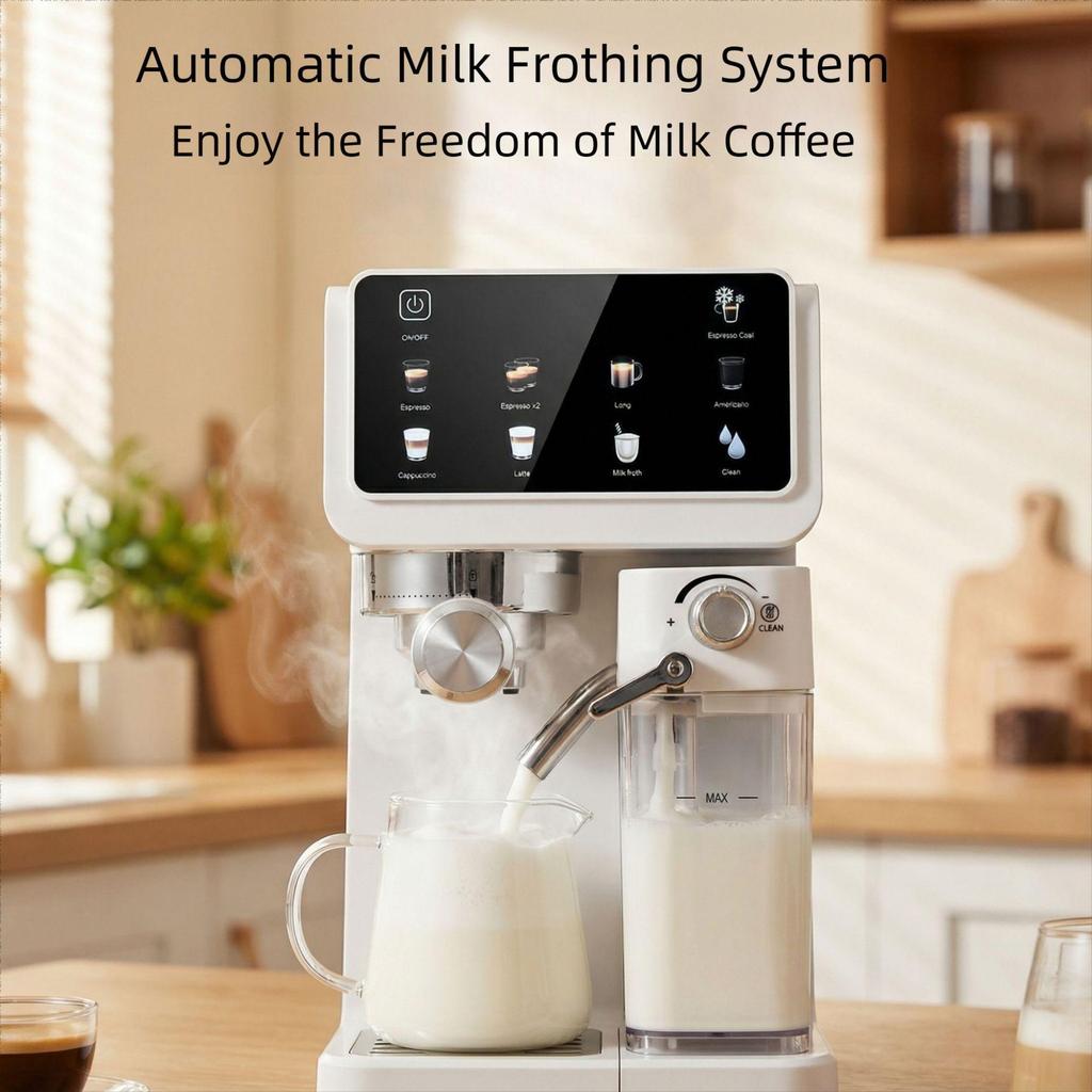 Smart Italian Espresso Machine: High Pressure, Auto Milk Frothing, All-in-One, with Color Screen for Home Use.