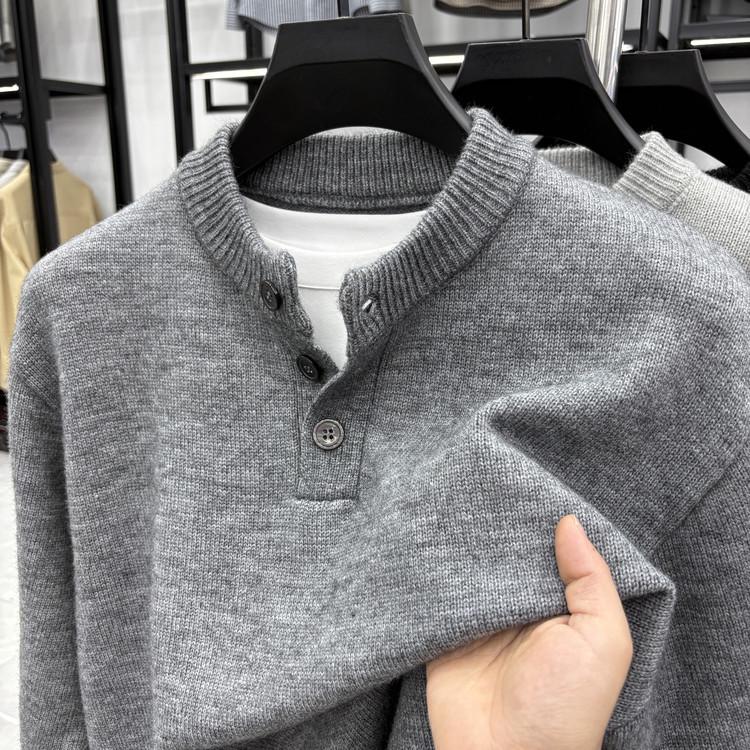 Men's High Gram Weight Solid Color Crew Neck Knit Sweater - New 2025 Casual Fashion