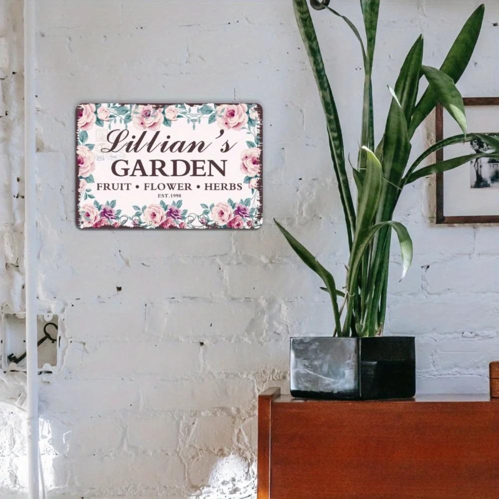 Personalisierter Metall-Gartenschild im Vintage-Stil, Bauernhaus-Hof-Wandplakette, Saisonale Dekoration