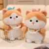 Lovely Cat With Fish Plush Toy Stuffed Fluffy Yellow Cat Kawaii Cat Soft Doll Toys For Children Birthday Gift Room Decor