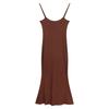 Mature Style Mature Woman Tight Solid Color Spaghetti Strap Dress for Women, New Autumn Slimming Fitted Hip-hugging Mermaid Long Dress