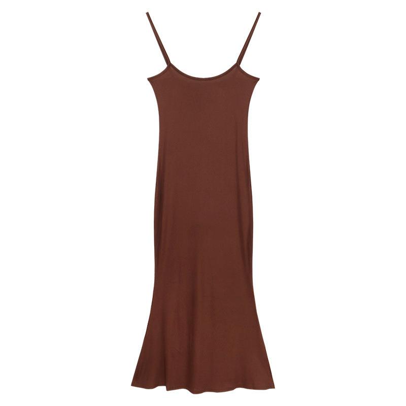 Mature Style Mature Woman Tight Solid Color Spaghetti Strap Dress for Women, New Autumn Slimming Fitted Hip-hugging Mermaid Long Dress