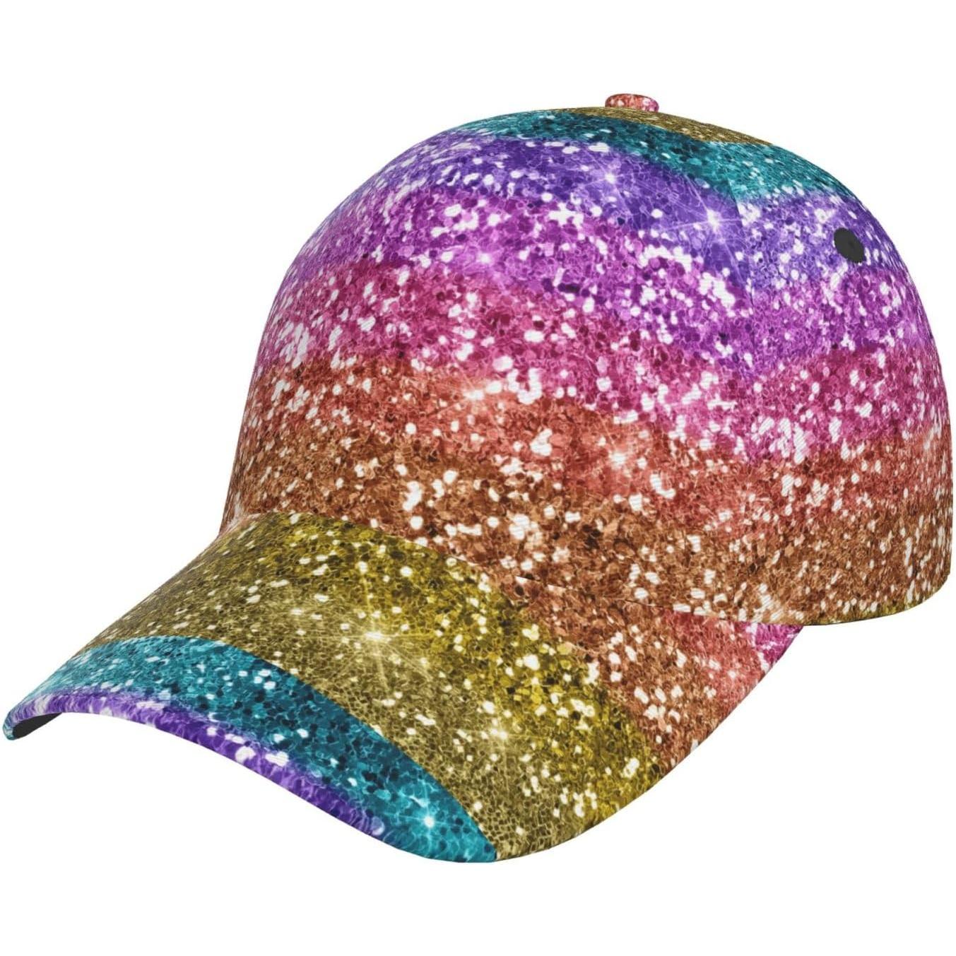 My Extreme Outdoor Activities Women's Glitter Rainbow Print Baseball Cap Adjustable Golf Dad Hat Men And Trucker Hat For Curved Brim Snapback Cap Cm