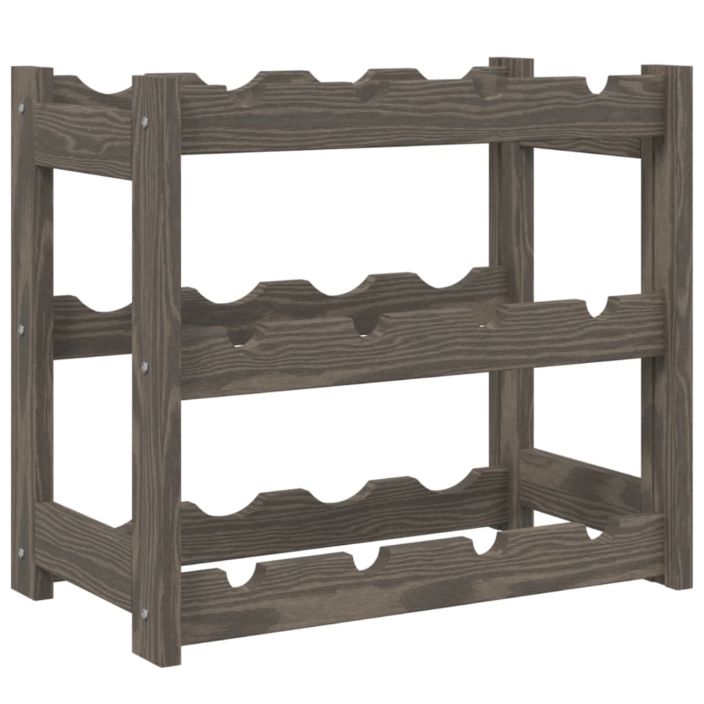 Vidaxl 12-Bottle Wine Rack, Grey, Solid Pine Wood
