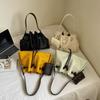 Korean Style Drawstring Bucket Bag Cylindrical Crossbody Bag Fashionable Pu Shoulder Bag  Travel