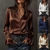 Elegant Solid Color Long Sleeve Satin Shirt for Women - 2026 Spring Collection