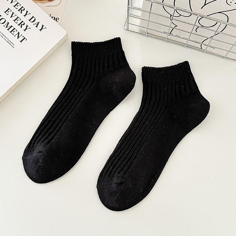 

Men Spring Summer New Product Pure Color Double Needle Floor Shallow Mouth Sport Short Tube Socks 1 pair чёрный