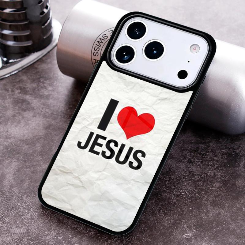 I Love Heart Jesus Christian Religious Phone Case for iPhone 17 16 15 Pro Max Air 14 13 12 11 Plus Shockproof Cover