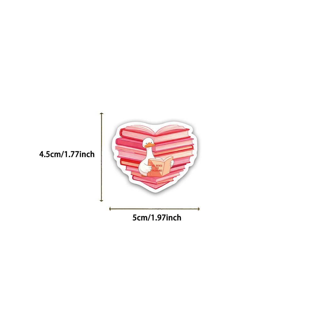 10/30/50pcs Pink Valentine's Day Bookish Stickers Kawaii Cartoon Reading Animal Sticker Laptop Scrapbooking Phone Decals Packing