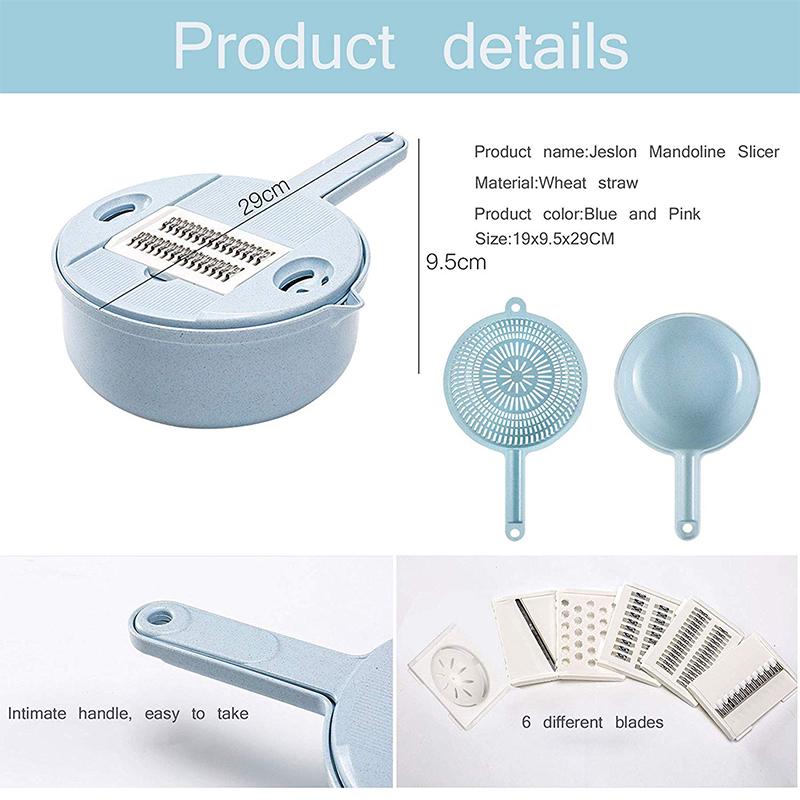 Mandoline Slicer Cutter Chopper Vegetable Cutter Grater Round Kitchen Multifunction Shred Grater Fruit Peeler Wash Leaking Basin
