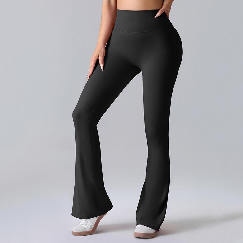 Pantaloni a zampa da yoga con sollevamento dei glutei da donna, sportivi da fitness, gamba larga, micro-pantaloni, vita alta, ad asciugatura rapida, pantaloni da yoga