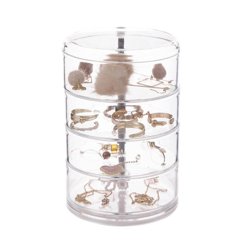 

Practical Multilayer Clear Rotating Jewelry Box Case for Storing Displaying 3/4/5Tier Rotating Jewelry Holder Organizer
