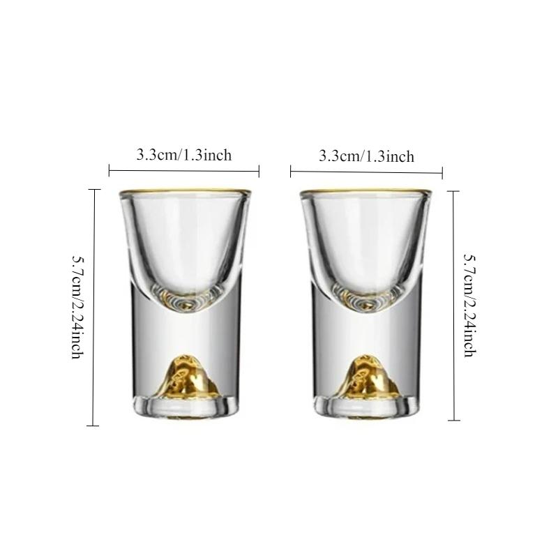 2pcs High End Gold Baijiu Cup Thick Glass Strong Wine Glass Chinese Style Drinking Utensils Suitable for New Year Gift Giving