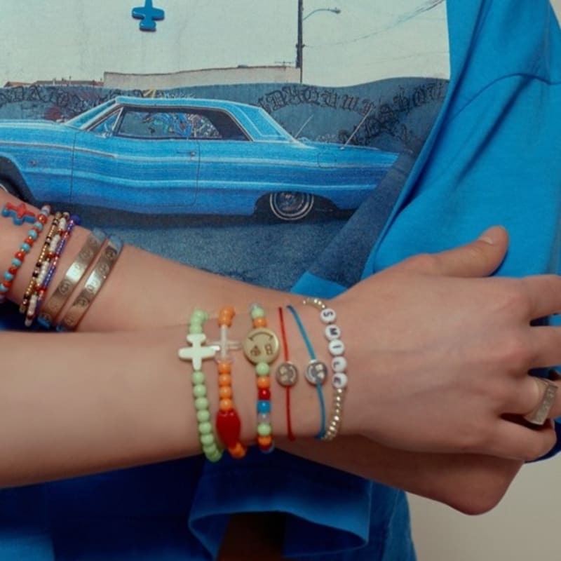 BONBEAU Silver Smile Coin Knot Bracelet Smile String Bracelet