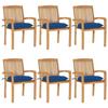 Stackable Garden Chairs with Cushions vidaXL 6 Pcs, Solid Teak