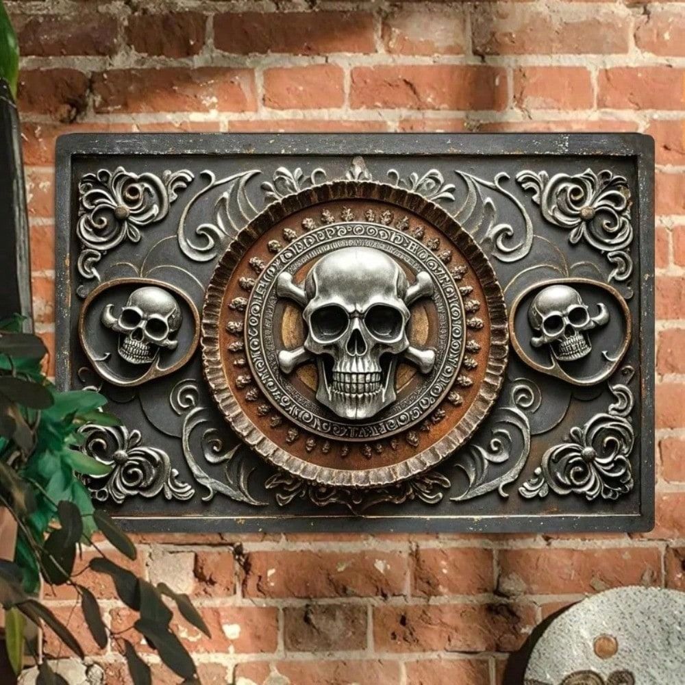 Metal Wall Art Skull Poster 3D Visual Effect Retro Bar Decoration