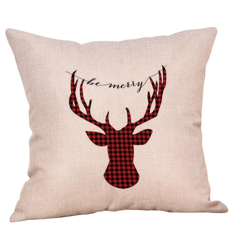 Cute Reindeer Series Skin-Friendly Linen Cushion Cover with Digital Print