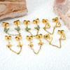 Personalized Long Heart Drip Oil Screw Ear Bone Studs Double Ear Piercing Earrings for Women