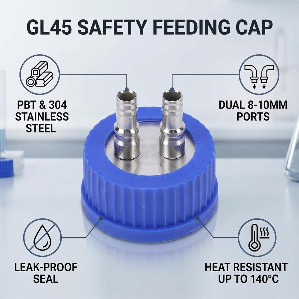 2 Port Design Mobile Phase Filling Cap 8mm Diameter Liquid Filling Cap Laboratory