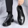 Black Solid Color Round Toe Lace-up Men's Formal Shoes Elegant and Classic Suit Office Clothing Gentleman Party Social Shoe Male
