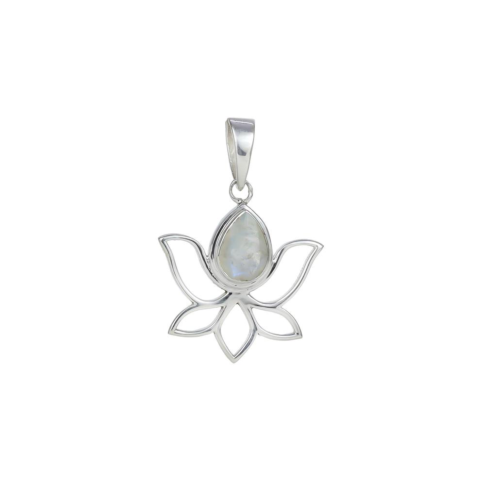 Pear Moonstone Pendant: Sparkling 925 Sterling Silver Lotus Jewelry