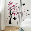 2 Pcs Painted Plum Blossom Tree Branch Butterfly Bedroom Living Room Background Landscaping Decoration Wall Stickers