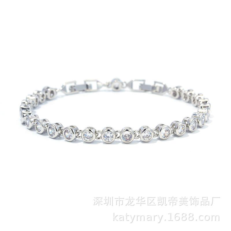 Pretty Girl Round Seamless Bottom Inlaid Zircon Bracelet Design Platinum-Plated Jewelry Women'S Jewelry Spot
