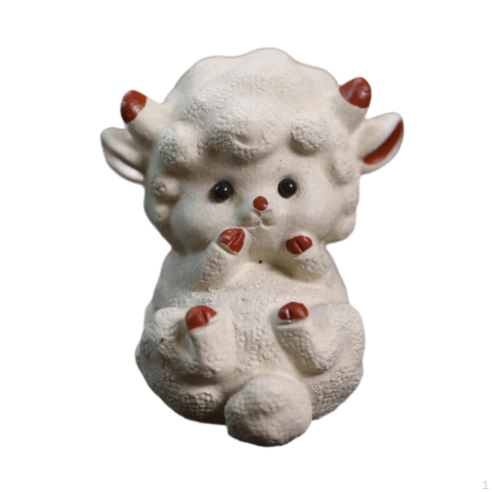 

Фиолетовая глина Чай Домашнее животное Маленькая статуэтка овцы Украшение Подарочная миниатюрная фигурка для Lie