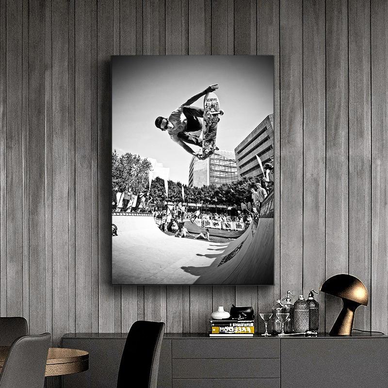 Skateboard-Liebhaber Extremsport Poster Kunstdrucke Leinwandgemälde für Wohnzimmer Wandkunst Bilder Jungenzimmer Dekoration Cuadros