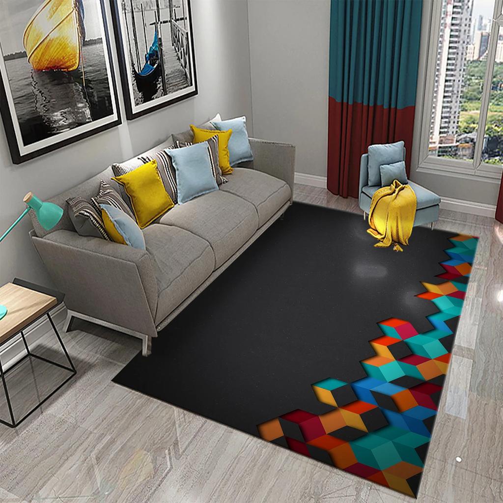Geometry Carpet Modern Fashion Rug Geometric Art Rectangle Area Rugs for Adult Yoga Mats Living Room Bedroom Flat Mat Door Mat
