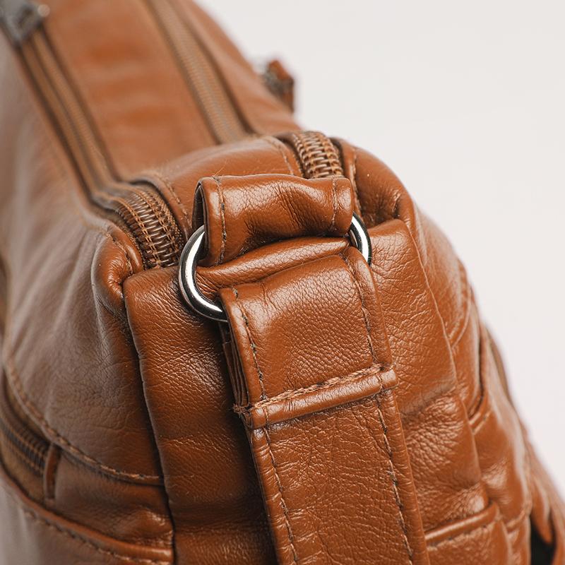 Double Layer Small Square Bag Soft Leather Mother Bag Large Capacity Single Shoulder Crossbody Bag